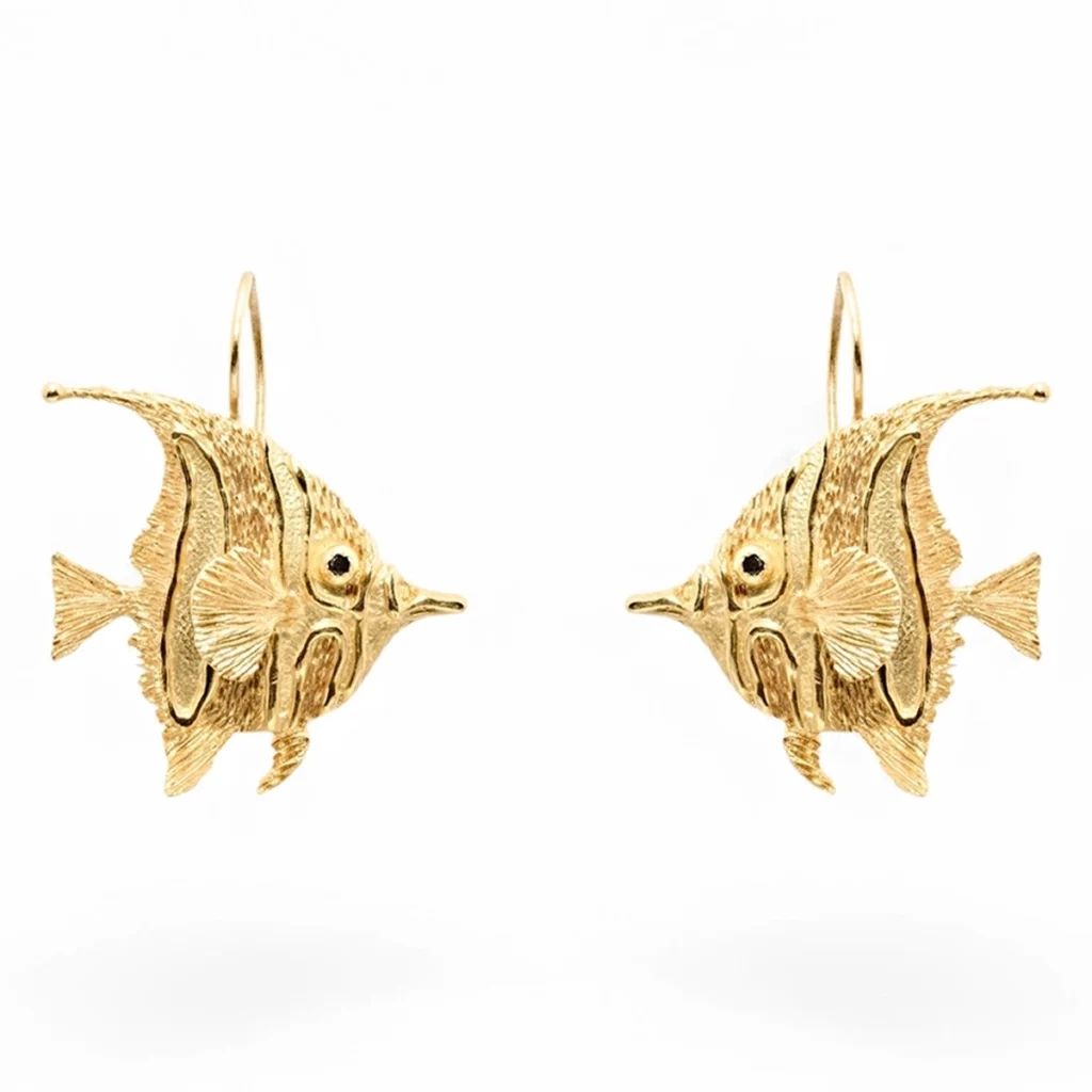 Orecchini pesce idolo moresco oro giallo bianco 18 kt carlo izzo gioielli jewelry2