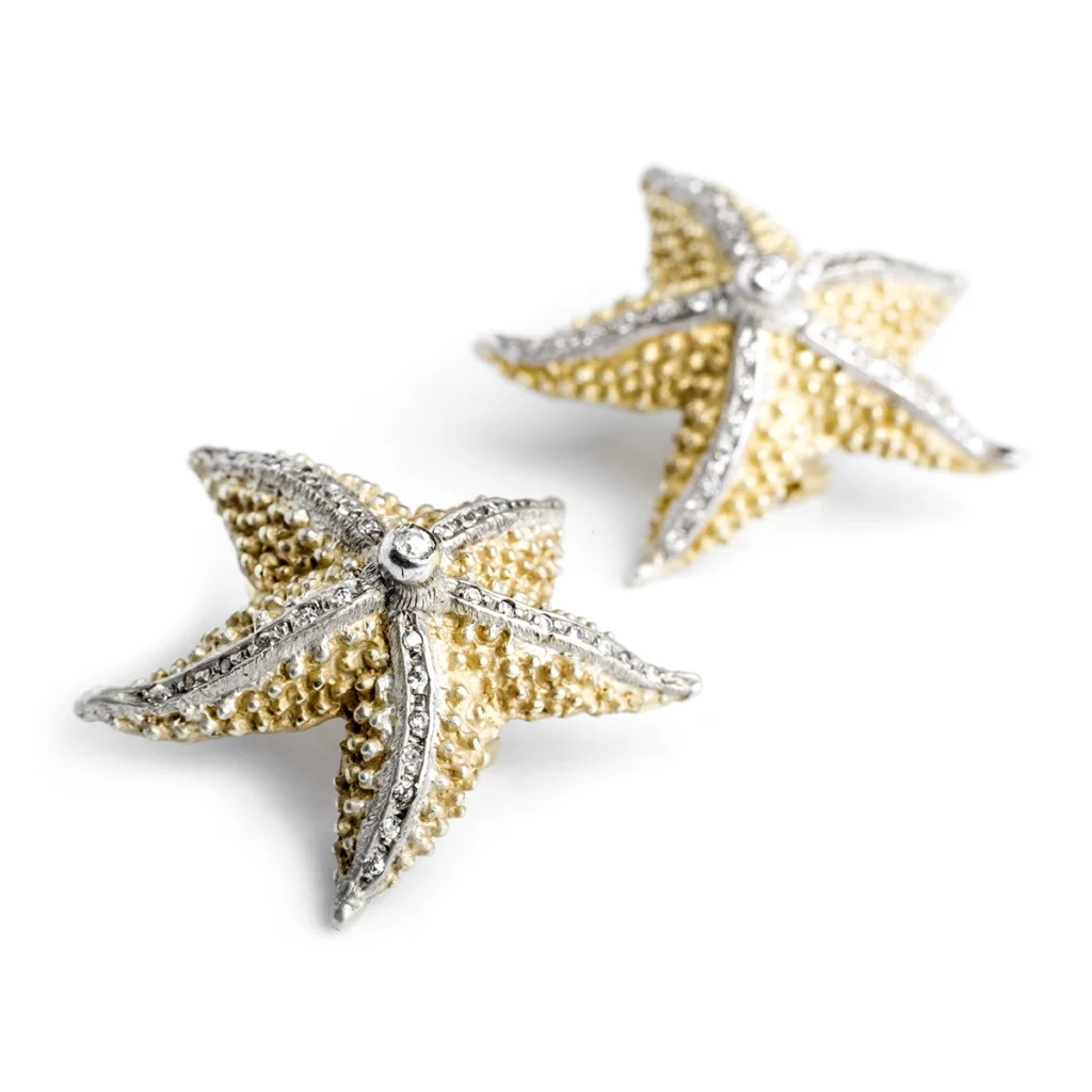 Orecchini stella marina puntinata elite oro giallo bianco rosa izzo carlo jewelry gioielli11