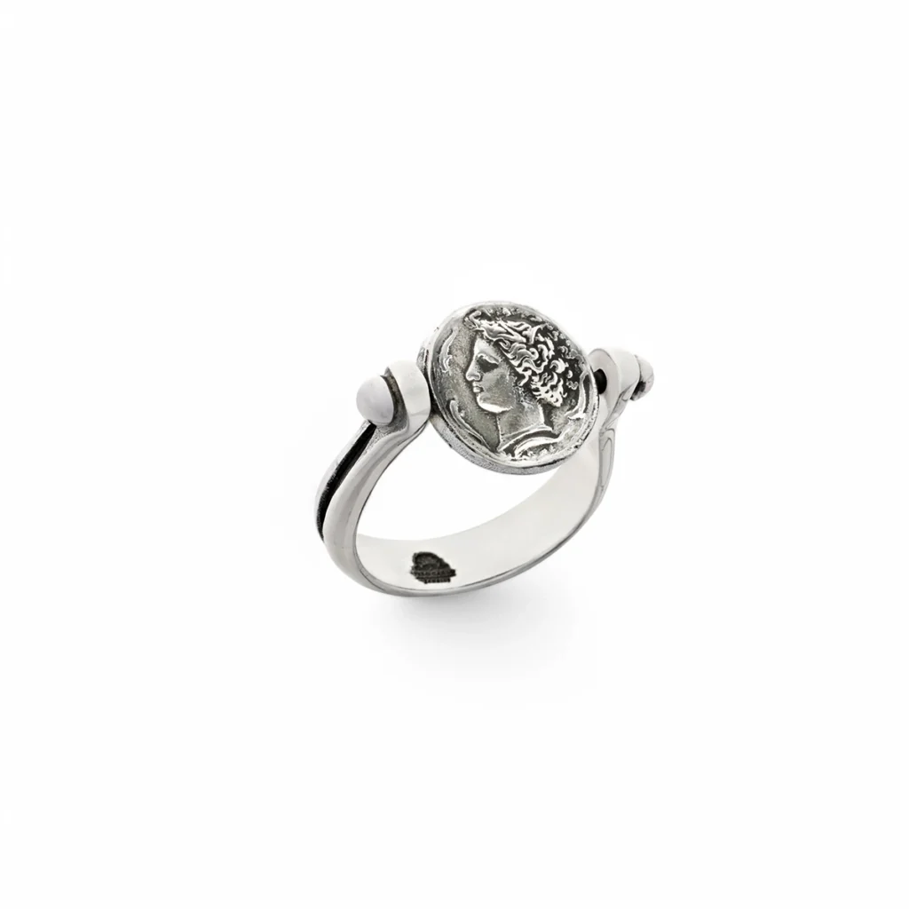 Anello moneta siracusa girevole carlo izzo gioielli argento1