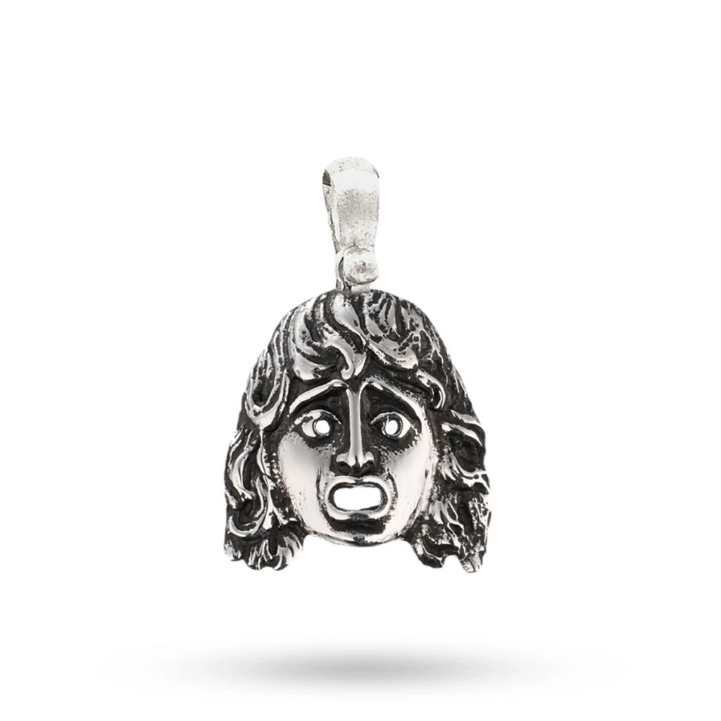 Ciondolo maschera grande teatro greco siracusa izzo carlo jewelry gioielli argento2