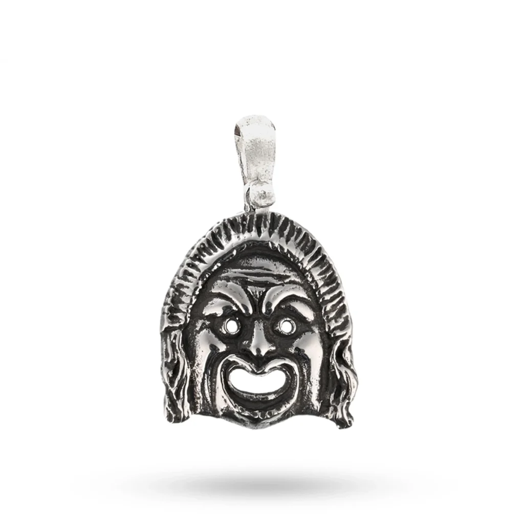 Ciondolo maschera grande teatro greco siracusa izzo carlo jewelry gioielli argento4