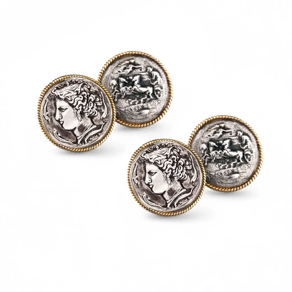 Gemelli polsini monete siracusa argento e oro izzo carlo jewelry gioielli2 copia