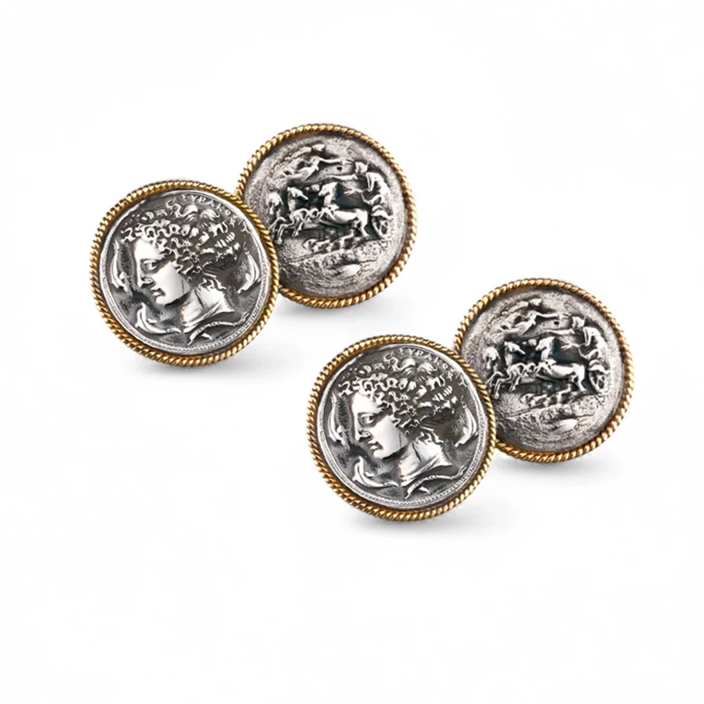 Gemelli polsini monete siracusa argento e oro izzo carlo jewelry gioielli3 copia
