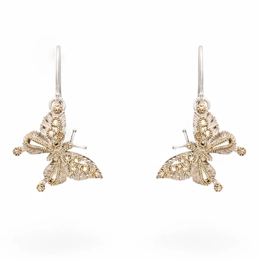 Orecchini 3 farfalle argento e oro izzo carlo gioielli jewelry copia 2