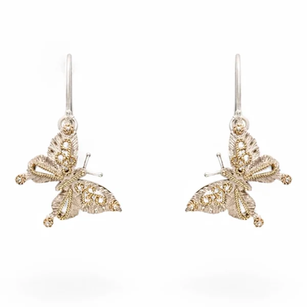 Orecchini 3 farfalle argento e oro izzo carlo gioielli jewelry copia 2