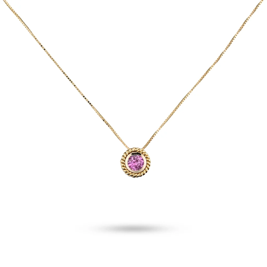 Collana rainbow zaffiro rosa oro giallo