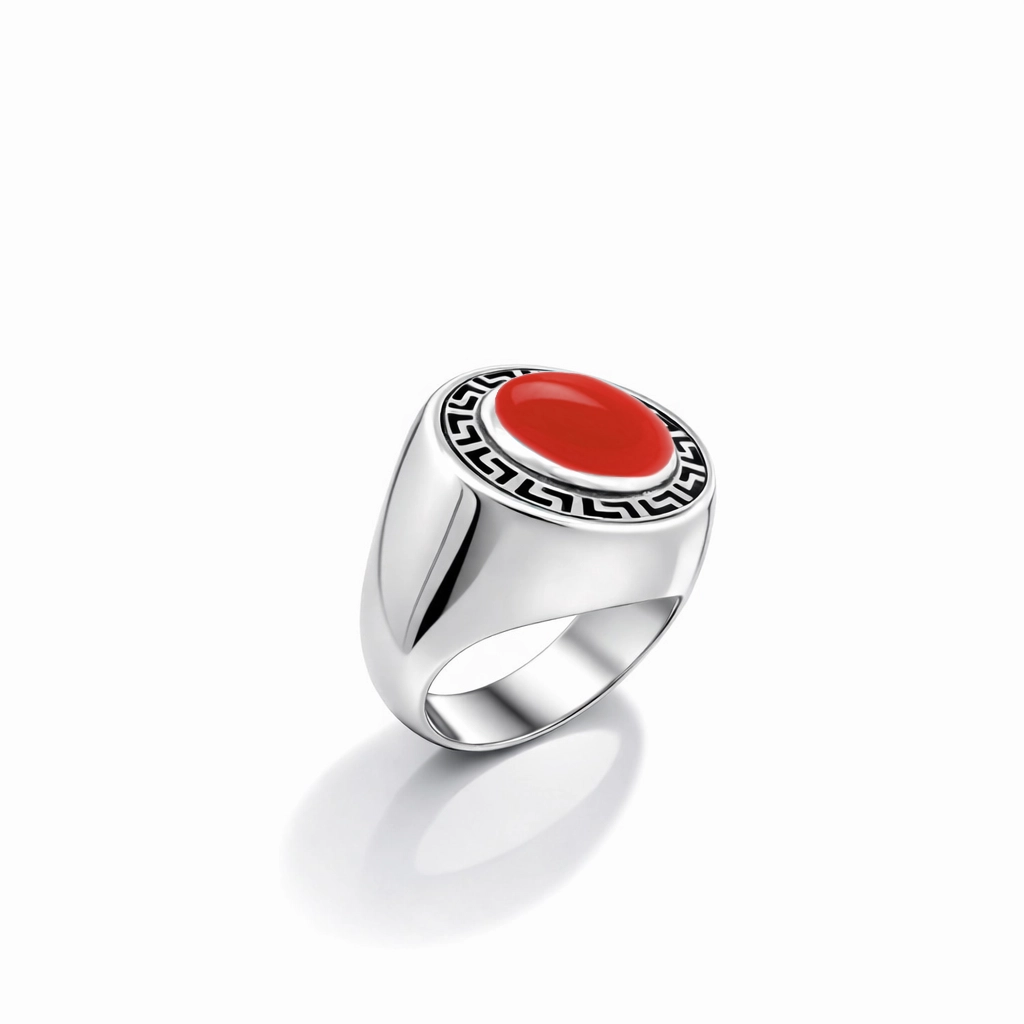 Anello ornamenta greca corallo izzo carlo jewelry gioielli
